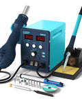 Two In One Soldering And Hot Air Rework Station Kit For Electronics With Adjustable Temperature And Independent LED Display
