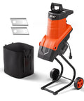Bright orange Electric Wood Chipper Shredder 1800W Portable Mulcher with handy collection bag and cutting blades