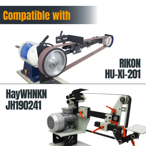 Heavy Duty Tough As Nails Sanding Belts For Belt Grinders 2x72 Inch 240 Grit Aluminum Oxide mounted on RIKON HU-XI-201 and HayWHNKN JH190241.