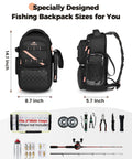 Women's Fishing Sling Bag With Lure Rod Holder And Phone Pouch Waterproof 3600 Tackle Backpack dimensions and tools