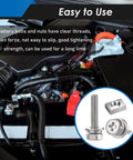 Close-up of 72Pcs Battery Terminal Bolts And Nuts Kit Stainless Steel 304 with M6-M20 sizes shown on engine bay.