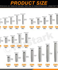 110 Piece Dowel Pin Set In 304 Stainless Steel, 22 Sizes From M2 To M5, Cylindrical Shelf Pins And Rod Fasteners For Mechanical Projects, Manufacturing, And DIY Use. Size chart with M2 to M5 pins