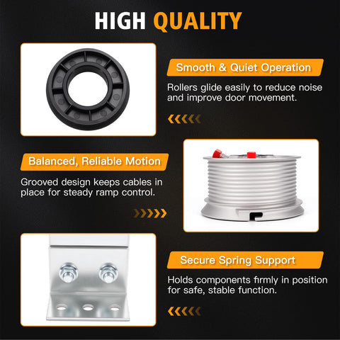 Heavy Duty Ramp Door Spring Kit For 6 Foot Wide Cargo Trailers With 60 Lb Torsion Spring, Cables And Drums, product details.
