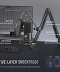 Plug And Play USB Condenser Microphone Kit With Adjustable Boom Arm Stand And Shock Mount For Clear Vocals and Broadcast Quality