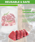 3 Pack Odor Proof Bear Bags For Food Storage, 12x20 Inch Reusable Double Track Zip Closure displaying meat inside, with bear in background.