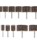 Ditch The Rough Edges With These 12 Assorted Flap Wheel Buffing Sets For Grinding Heads, featuring various sizes and flexible flaps.