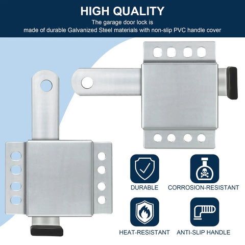 4 Pack Heavy Duty Galvanized Steel Garage Door Side Lock Latch Inside Double Deadbolt Assembly features non-slip PVC handle.