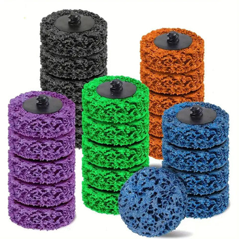 2 Inch Quick Change Strip Discs For Die Grinder And Drill Paint Stripping Wheel Rust And Oxidation Removal Surface Prep Tools 25 Piece Set With Five Grit Colors Blue Green Orange Purple Black Ideal For Auto Body Shop