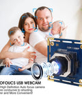 USB Camera Module With Autofocus 2MP 1080p FHD Industrial Grade Webcam 100fps displayed with family image focus demonstration.