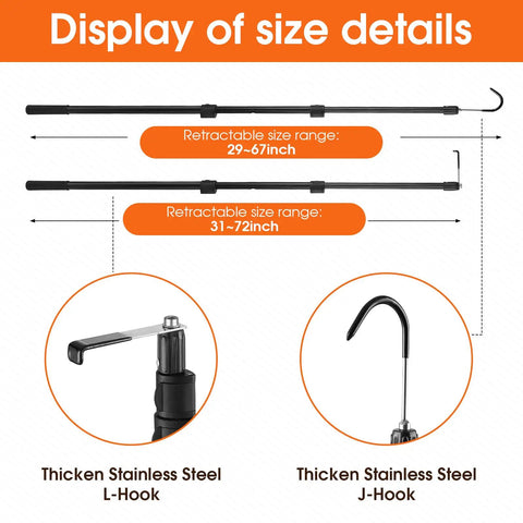 Magnetic Truck Bed Cargo Grabber Reach Tool With Telescoping 2.5 to 6.3 Ft Reach Double Hooks Heavy Duty Pickup Truck Accessory For Quick Cargo Retrieval In Trailer Or RV
