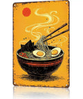Funny Vintage Metal Sign Featuring Steaming Bowl Of Ramen Illustration Tin Sign Poster For Home Office Garage Room Decor 8x12 Inch Aluminum Wall Art With Easy Mounting And Predrilled Holes Timeless Rustic Charm