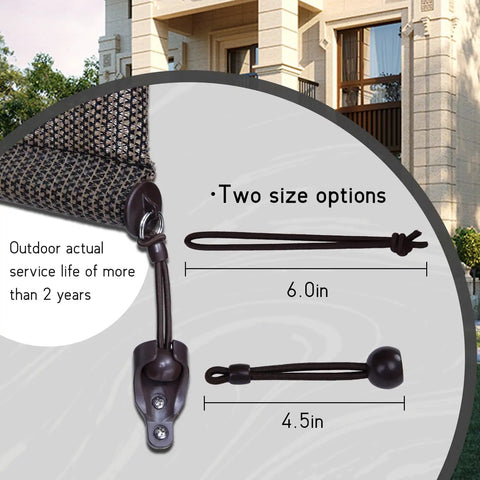 Heavy Duty Bungee Kit With End Cap For Indoor And Outdoor Sunshades And Roller Blinds, Universal Replacement Accessories, 2 Pack Brown