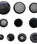 50 Pack Plastic Hole Plugs For Auto Body And Sheet Metal, Flush Mount And Button Cap Plugs, various sizes and types in a grid layout