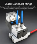 4 Station Solenoid Valve Manifold 12V DC 3 Way 2 Position Pneumatic Air Valve with quick-connect fittings and manifold base
