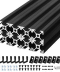 8 Pack Dope 2020 Aluminum Extrusion V Slot 500mm Black With Corner Bracket Kit For DIY 3D Printer Frame 20x20