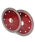 4.5 Inch Super Thin Diamond Porcelain Saw Blade For Ceramic Tiles 2 Pack Wet Or Dry Cutting With Turbo Mesh Rim