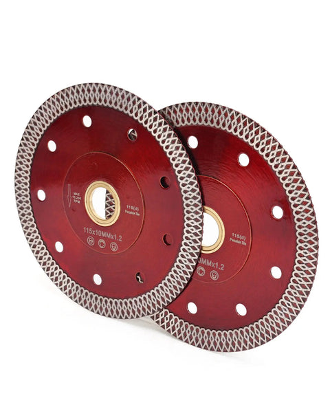 4.5 Inch Super Thin Diamond Porcelain Saw Blade For Ceramic Tiles 2 Pack Wet Or Dry Cutting With Turbo Mesh Rim