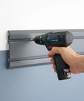 Wall Mounted Storage Track System For Garage And Workshop Includes Two 28 Inch PVC Panels And Five Hooks Heavy Duty Support Up To 150 Lbs Per Panel Flexible Modular Organization installation close-up