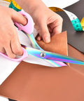 Heavy Duty 9 Inch Titanium Coated Fabric Scissors, All Purpose Sewing Shears For Cutting Fabric Leather Clothes And More, Stainless Steel Professional Tailor Scissors For Home Crafting, Pink, cutting leather