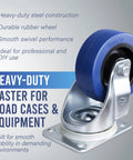 Hardy As Nails Single Nonbraked Caster Wheel Built Tough For Heavy Roadcases And Flight Cases features a durable rubber wheel with metal base.