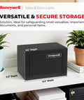 Bolt Down Small Safe Box For Valuables With Steel Security And Key Lock Durable Cabinet Scratch Resistant Black Portable Home Safe