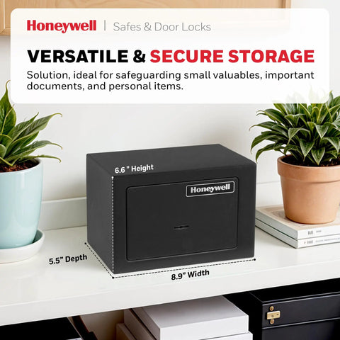 Bolt Down Small Safe Box For Valuables With Steel Security And Key Lock Durable Cabinet Scratch Resistant Black Portable Home Safe