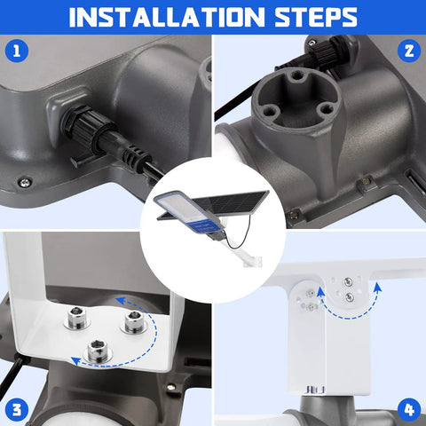 Installation steps for High Power Solar Street Light 400W Outdoor With Dusk Till Dawn Sensor 30000 Lumens 6000K LED