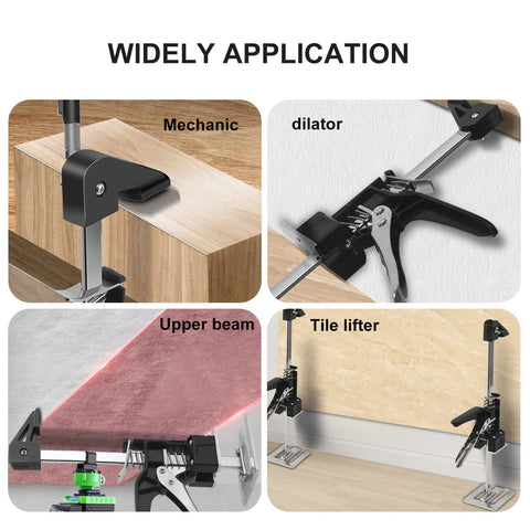 EnryKuo 15.5in laborsaving arm jack 2-pack; black metal furniture lifters for cabinets and tile.