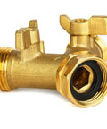 Heavy Duty Brass Garden Hose Splitter 2 Way Faucet Adapter For Outdoor Use With Easy On Off Handles Rust Proof And High Pressure Compatible Durable Outdoor Water Splitter brass two-way valve
