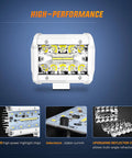 Close-up of Marine LED Light Pods Four Inch White Spot Flood Combo Two Pack, showing internal components and reflector cup.