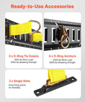 E Track Tie Down Rail Kit 4 Pack 2 Ft Rails with Ratchet Straps and D-Ring, O-Ring Anchors for heavy duty cargo securement