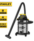 8 Gallon Wet Dry Vacuum With 4 HP Peak Motor, Heavy Duty Shop Vac With Attachments, Blower Function in stainless steel