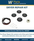 Dryer Repair Kit With Belt, Four Drum Rollers, Idler Pulley, Nine Triangle Clips And Washer, Replaces 3387610 And 661570 parts display