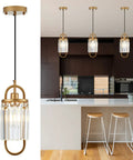 Three Pack Gold Crystal Pendant Lights Set for Kitchen Island and Hallway Sparkling Crystal Beads Easy Install Ceiling Hanging Fixtures