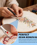 Seam Ripper Kit With 2 Large And 2 Small Stitch Removers for embroidery displayed on floral fabric