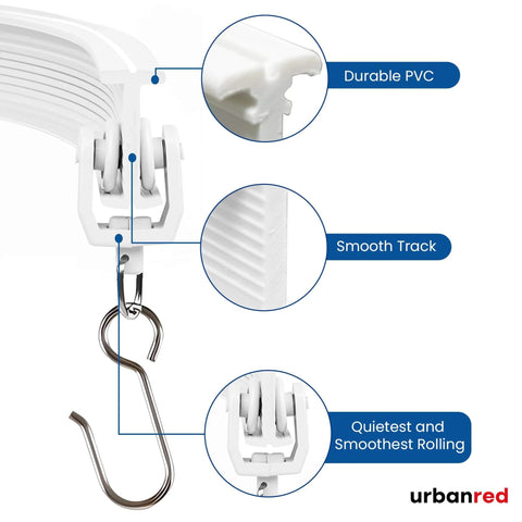 Close-up of Bendable Ceiling Curtain Track System, Flexible 16.4 Ft Rail For Rooms And RVs, featuring durable white PVC material.