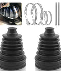 Heavy Duty Silicone CV Axle Boot Repair Kit Fits 19 24 Mm Shafts With Four Stainless Steel Clamps Six Nylon Ties Street Ready Daily Driver Auto Boost Universal, two black silicone boots.
