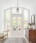 Small Rustic Farmhouse Wooden Pendant Light 1 Light Hanging Ceiling Fixture For Kitchen Island Foyer Dining Room Bedroom Living Room Handmade Antique Style With Adjustable 59-Inch Chain E26 Socket Dimmer Ready Bulb Not Included hanging in bright foyer.