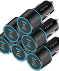 Kickass 6 Pack Usb C Car Charger Featuring Dual 20W Fast Charging Ports For Rapid Juice Transfer And Zero Hassle Setup Cigarette Lighter Adapter For Modern Vehicles, six black compact chargers.