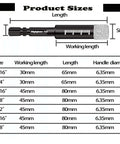Mgtgbao 6pc dry diamond drill bits set with hex shank, shown in a size-chart diagram