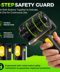 Cordless USB Rechargeable Grill Brush For Grillin On The Go With High Speed 1100 RPM Motor shown with safety lock feature.