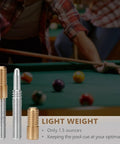 Quick Release Pool Cue Joint With Quick Lock For Billiard Cues Three Eighths By Ten Joint with inserts and sleeves on pool table.