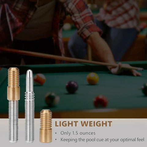Quick Release Pool Cue Joint With Quick Lock For Billiard Cues Three Eighths By Ten Joint with inserts and sleeves on pool table.