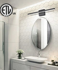 Modern Bathroom Vanity Light 23.6 Inch, 14W Dimmable LED Fixture Over Mirror in bathroom with hexagonal tiles, ETL Certified