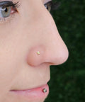 Solid 14K Yellow Gold Nose Ring 20 Gauge With 2.5mm Flat Disc End Durable Nose Bone Stud For Women And Men Tarnish Resistant Hypoallergenic Comfort Fit Dope Jewelry on nose