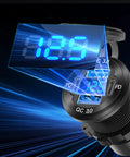 Close-up of Two Pack 12 V USB Outlet With Four 78 W Fast Charging Ports Dual PD USB C And Quick Charge 3 0 Aluminum Socket Featuring Built Voltmeter.