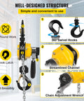 Go To Handheld Mini Lever Chain Hoist Half Ton 10 Foot G80 Alloy Steel Chain showing swivel hooks and adjustment wrench