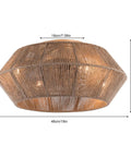 Handwoven Rattan Ceiling Fan with Light and Remote for Bedroom Living Room, 18cm height and 46cm width, woven twine shade.