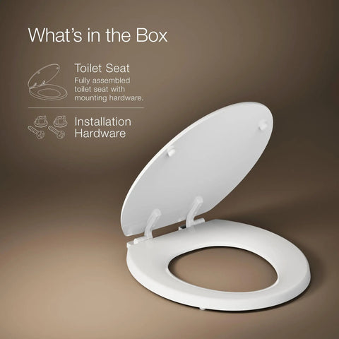 Stonewood Round Wood Toilet Seat With Color Matched Hinges For Standard Toilets White Compression Molded Wood Design shown open