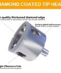 Diamond Hole Saw Kit With Adjustable Guide Jig, focus on durable diamond coated bit with nickel plating and large clearance holes